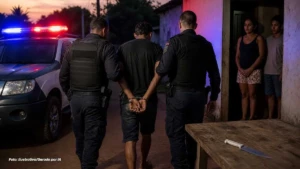 Homem é preso em flagrante por violência doméstica após ameaças com faca em Fernando Prestes